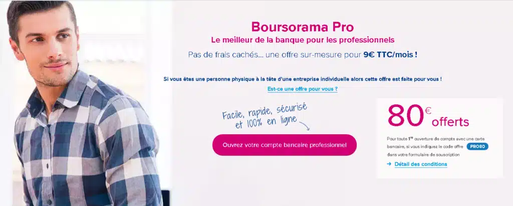 l'offre bancaire Boursorama Pro