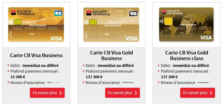 cartes bancaires Visa de la Société Générale