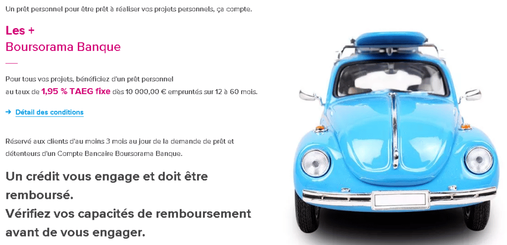 l'offre de crédit consommation de Boursorama Banque