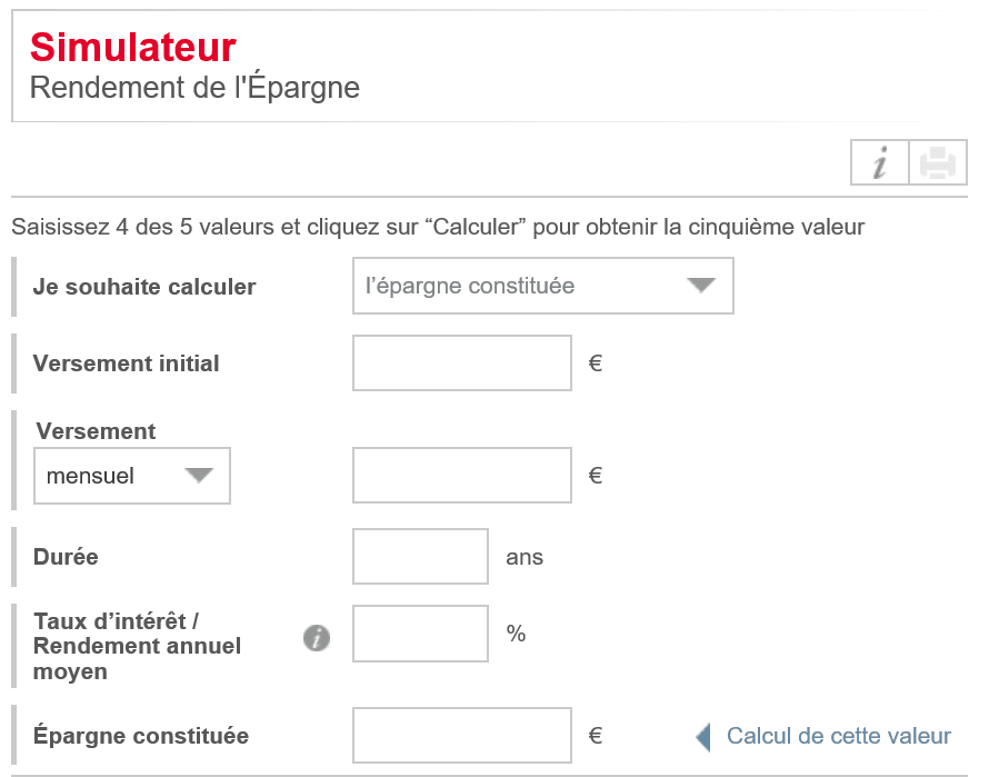 Simulateur d'épargne Société Générale