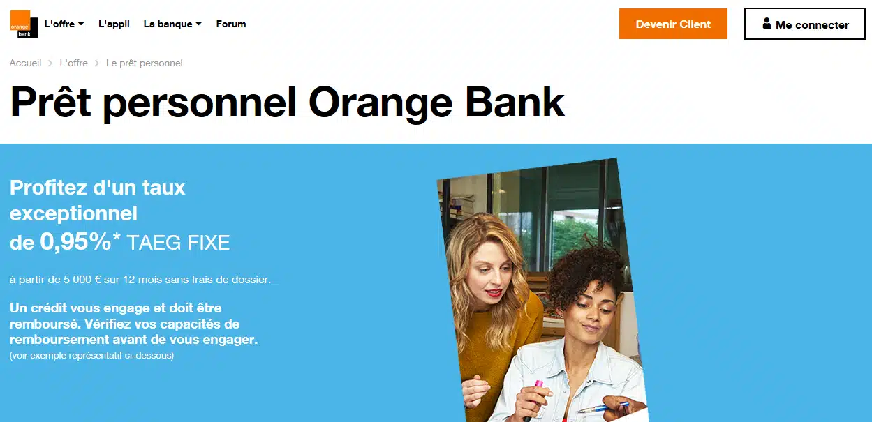 L'offre de prêt orange bank
