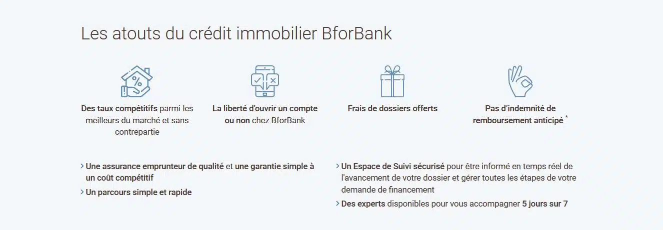 avantages Bforbank credit immo