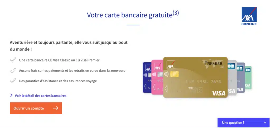 Carte Visa Premier gratuite Axa Banque