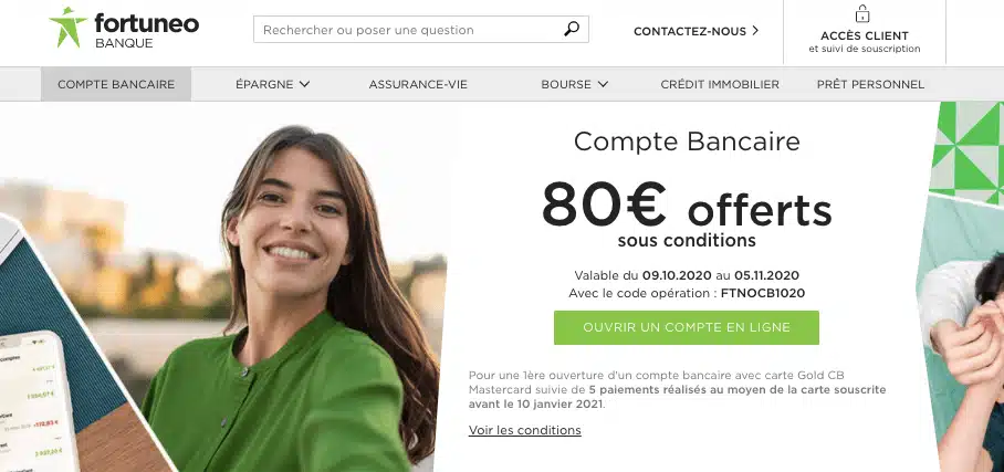 Banque sans découvert Fortuneo 