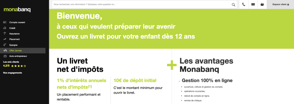 banque en ligne pour mineur