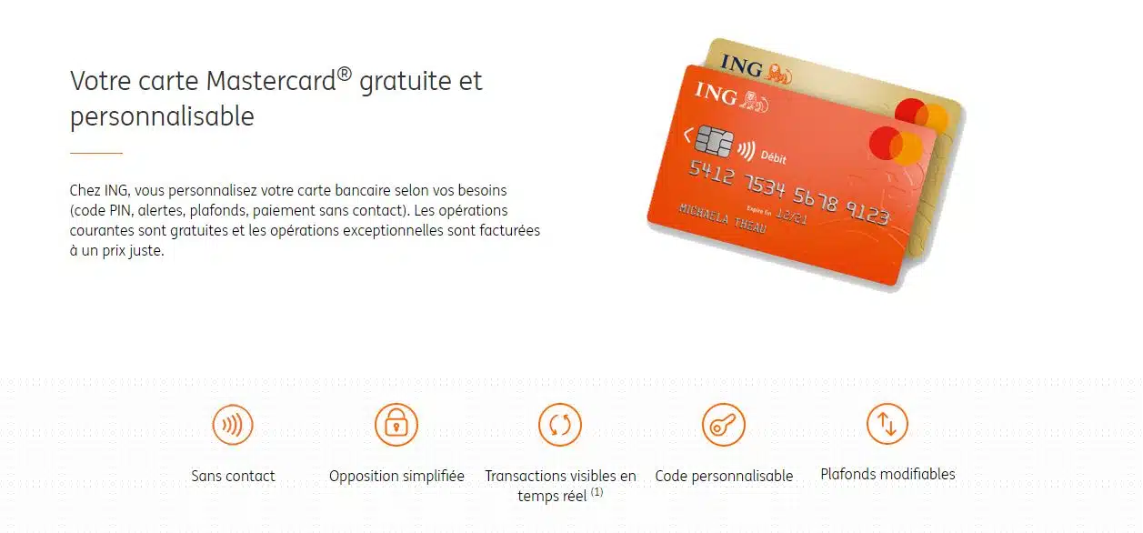 Carte Mastercard Essentielle ING paiement sans contact gratuite