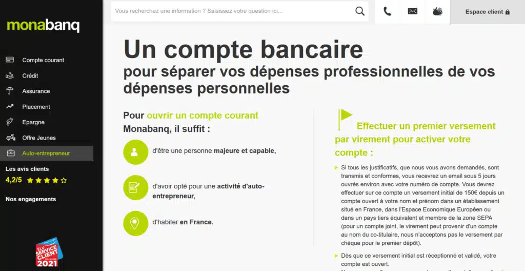 Banque pour freelance monabanq