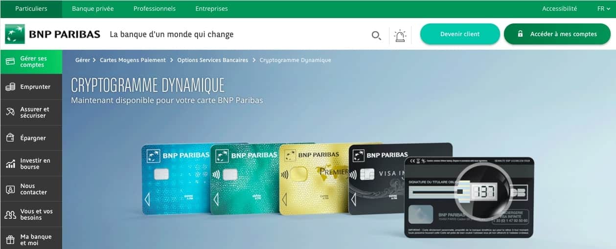 Zoom sur la carte bancaire à cryptogramme dynamique