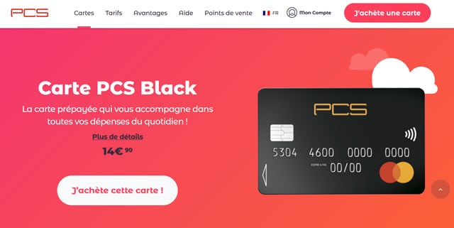 Carte bancaire prepayée rechargeable PCS mastercard black chrome pas cher 