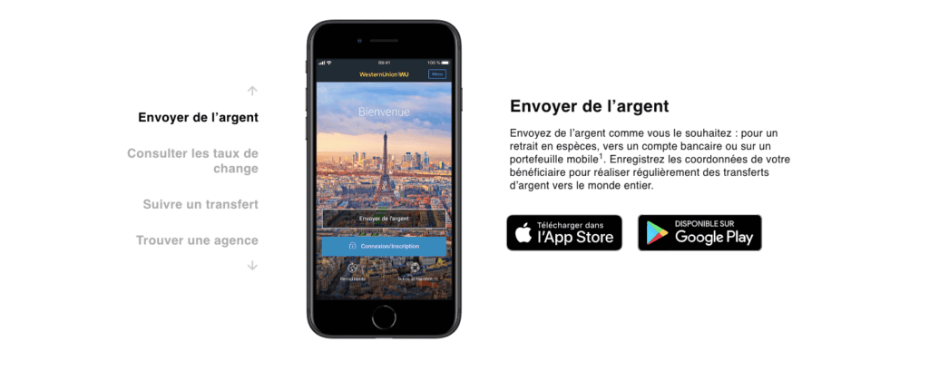 Avis Western Union : appli mobile