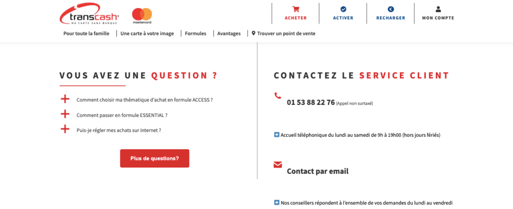 Avis Transcash : service client