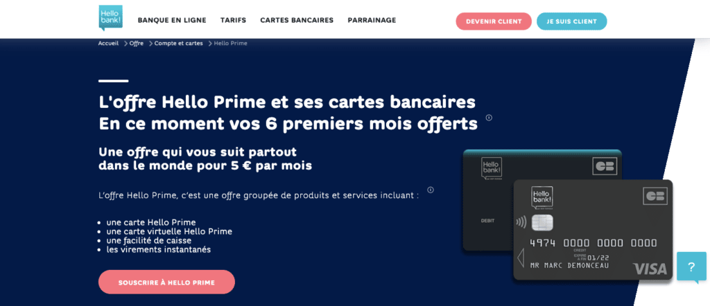Quel avis sur la carte bancaire Hello Prime ?