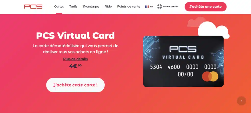 PCS code promo virtual card