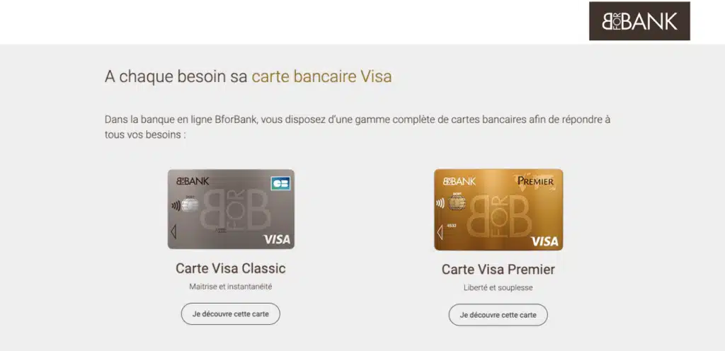 différences visa infinite cartes bancaires bforbank avis