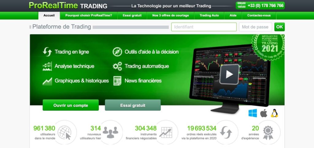 Avis ProRealTim Trading instruments négociale