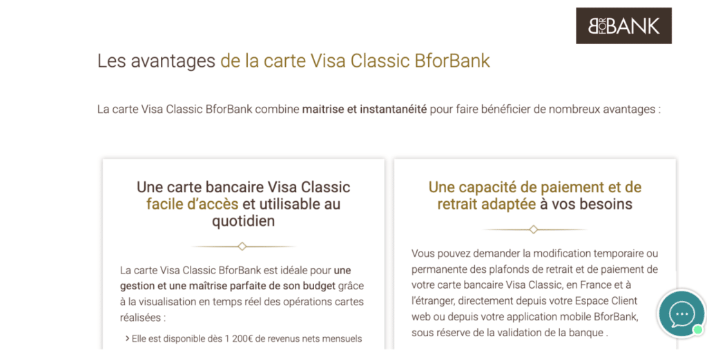 BforBank Visa Classic avis plafonds
