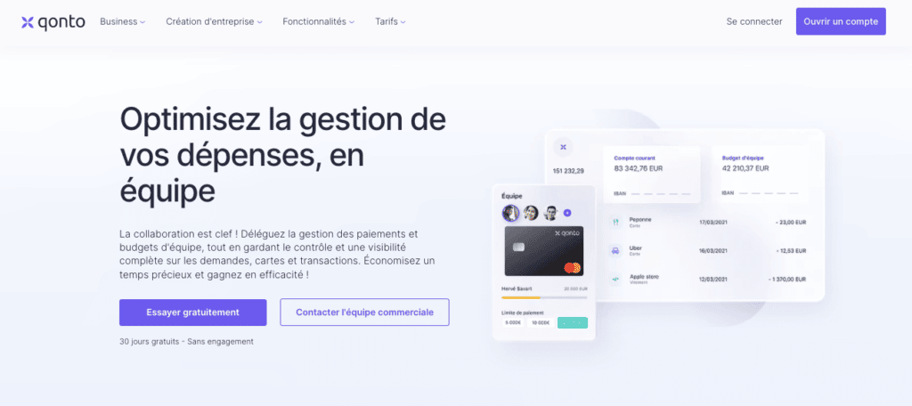 Meilleur compte pro gestion dépenses Qonto