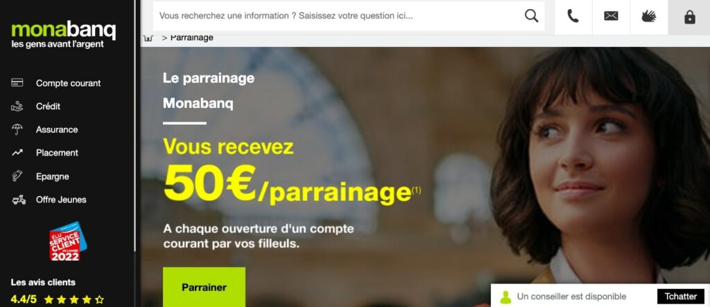 parrainage banque en ligne fonctionnement