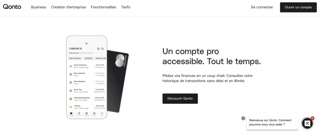 Choisir compte pro en ligne