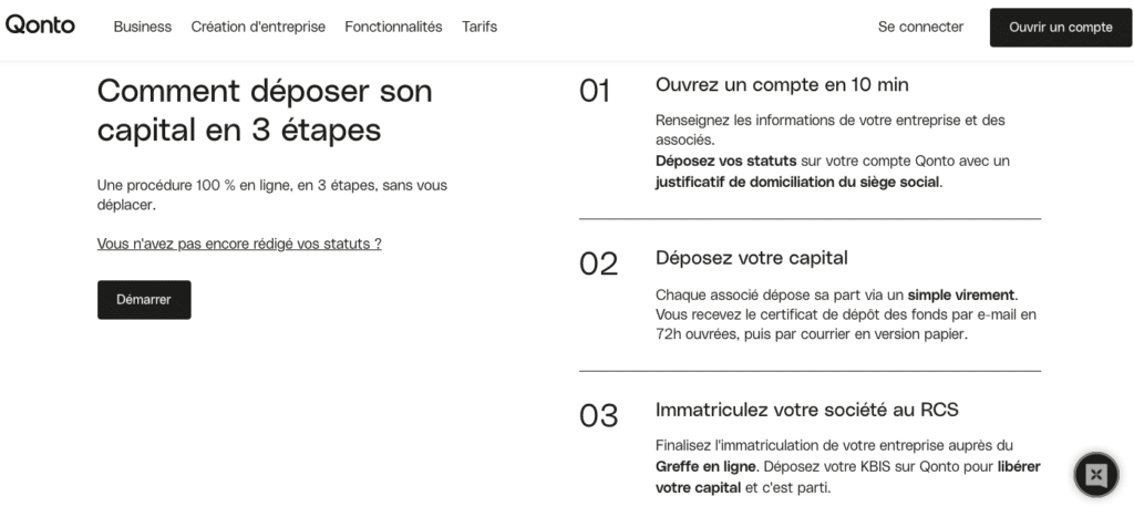 Qonto créer son entreprise 