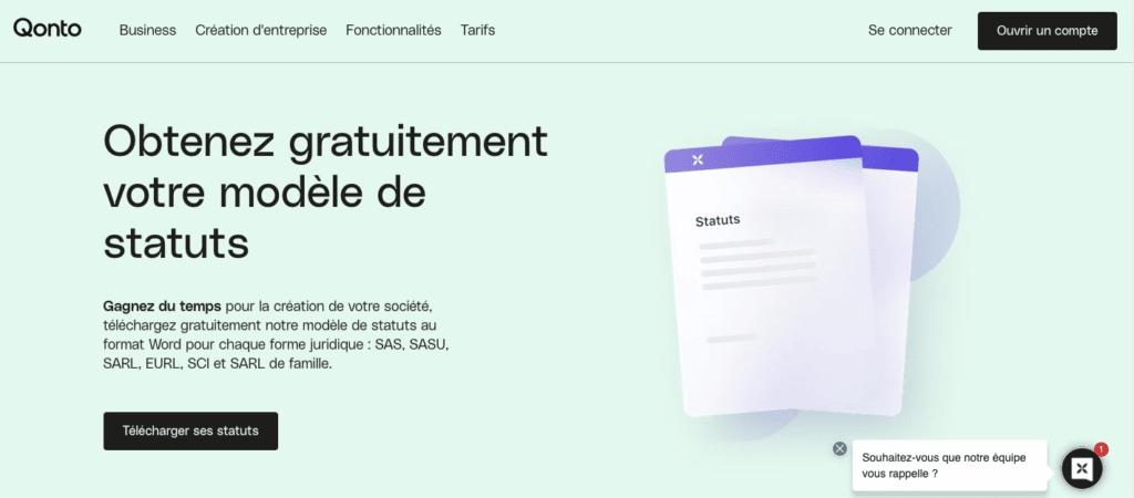 Création entreprise compte pro statuts