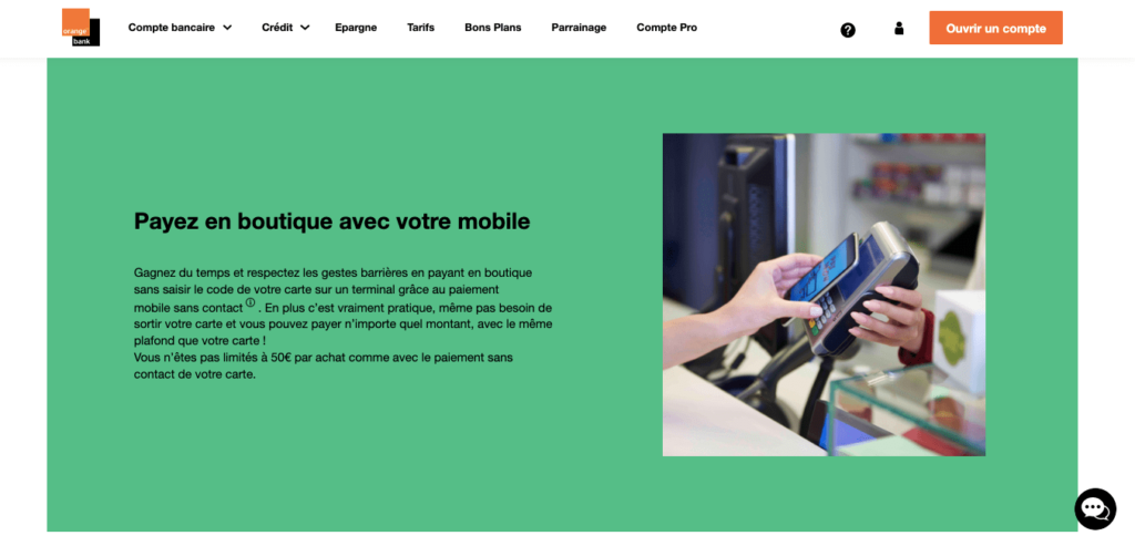 Paiement mobile carte Orange Bank