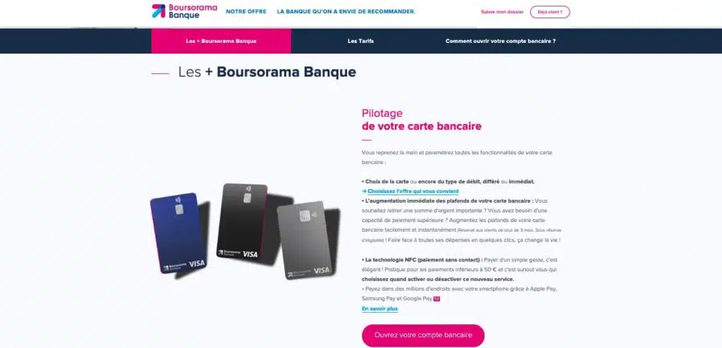 cartes bancaires avec Boursorama 130 euros
