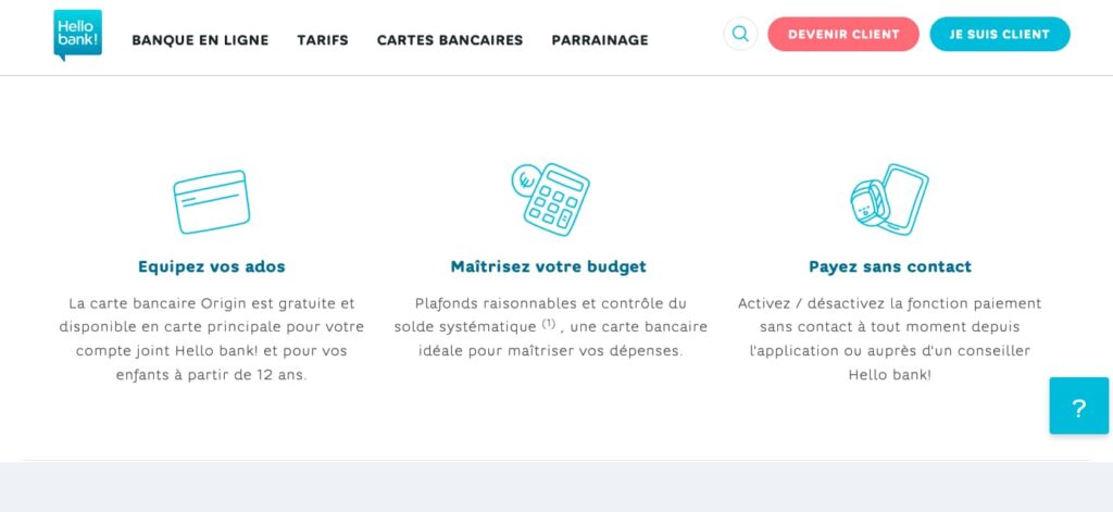 Hello bank! compte mineur fonctionnement