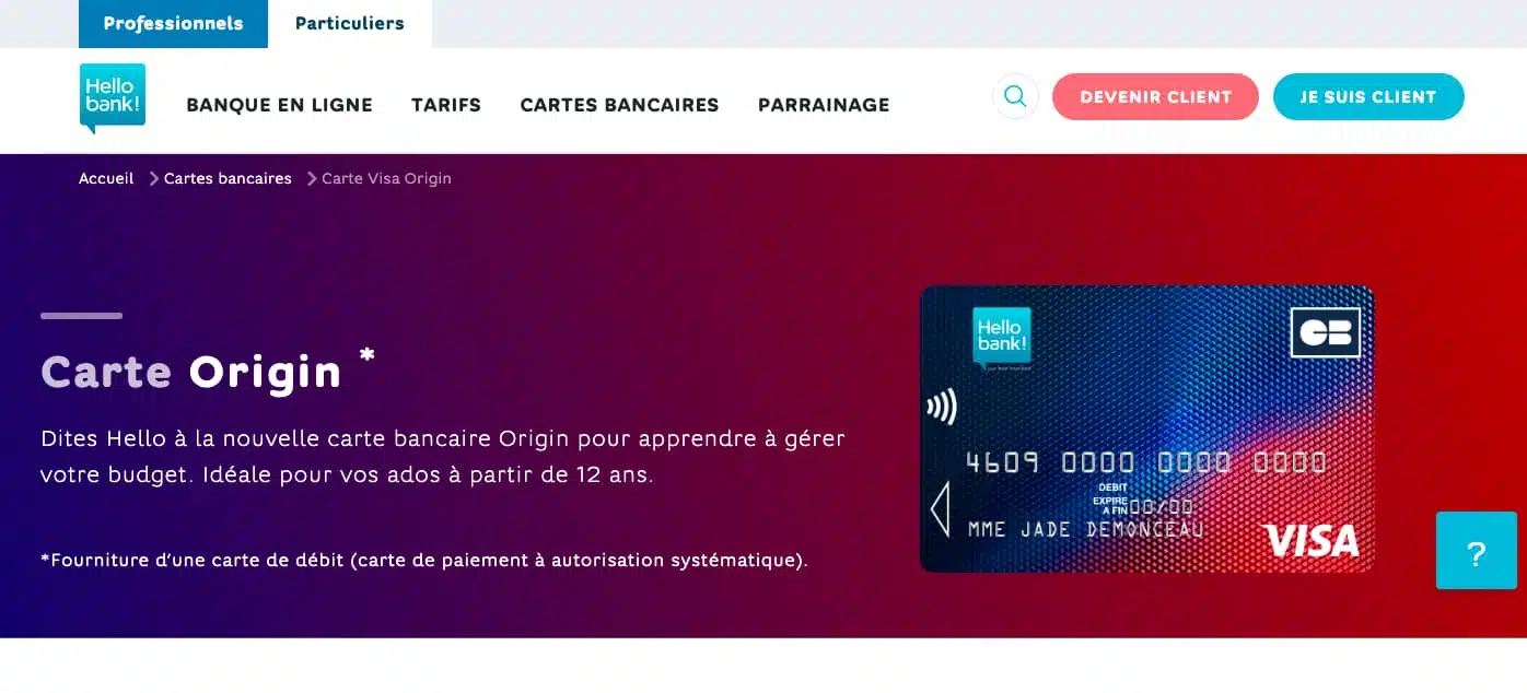 carte origin bnp 