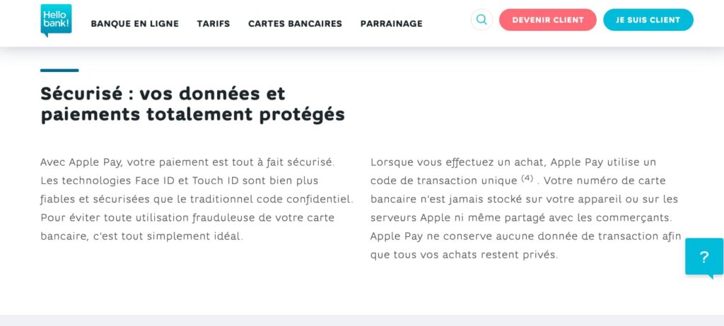 Apple Pay. Hello bank! paiement en ligne
