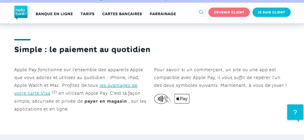 payer apple pay Hello bank!