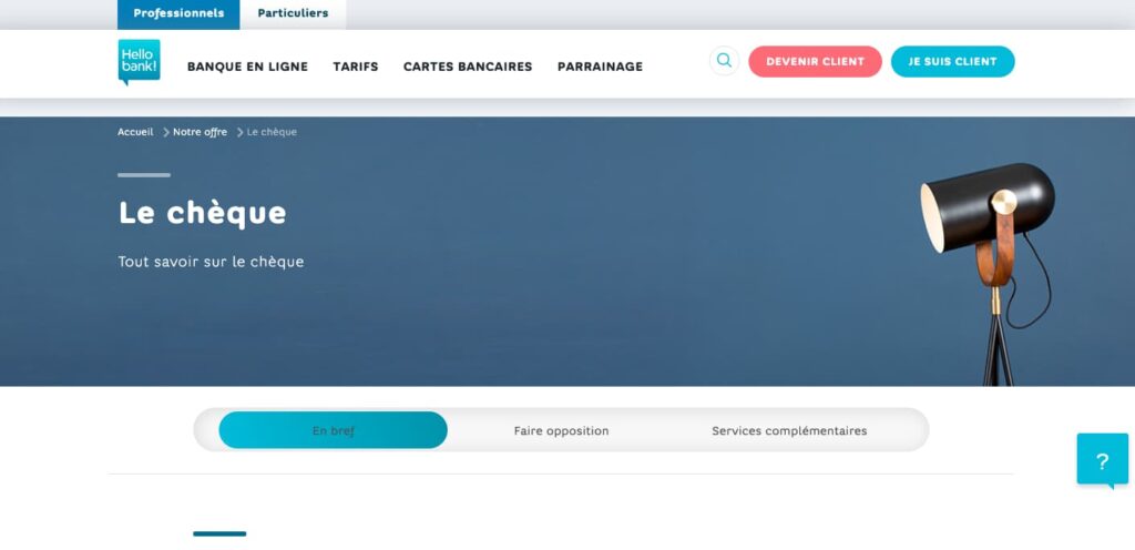 Plafond Hello bank! chèque