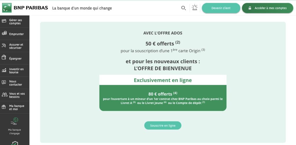 50€ Offerts BNP Paribas justificatifs