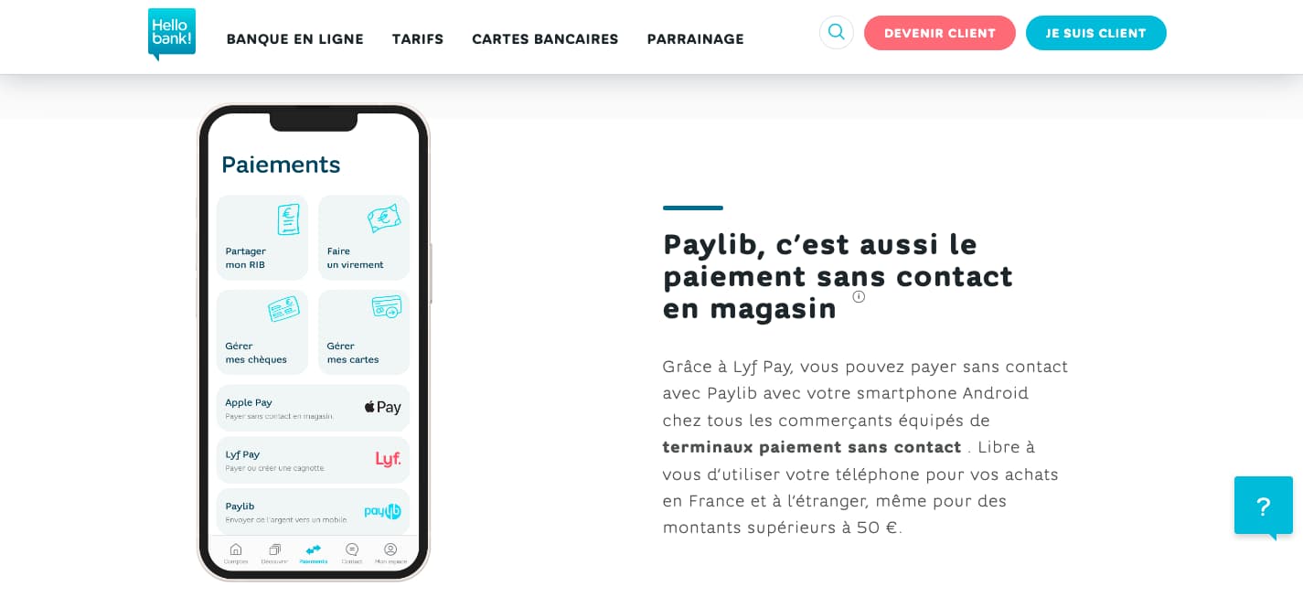 paiement mobile hello bank utilisation 