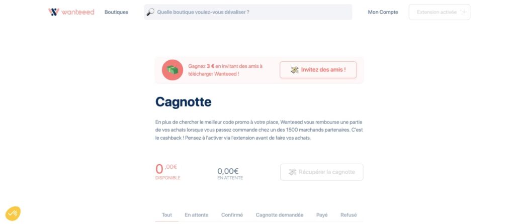 Wanteeed bonus parrainage non versé