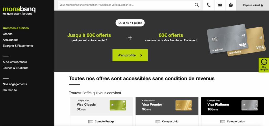 Banque pour particuliers tarifs
