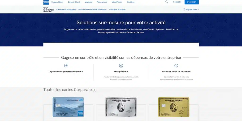Demander une carte american express corporate