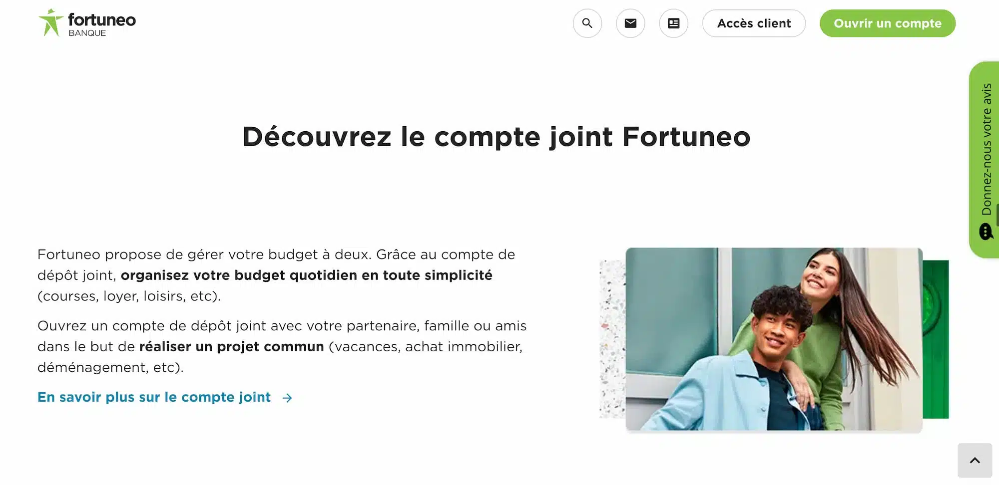 avantages compte joint Fortuneo