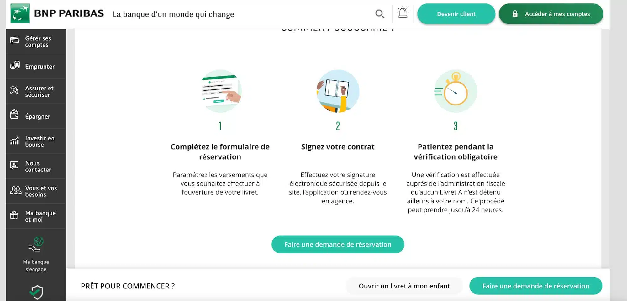 ouvrir livret a bnp documents