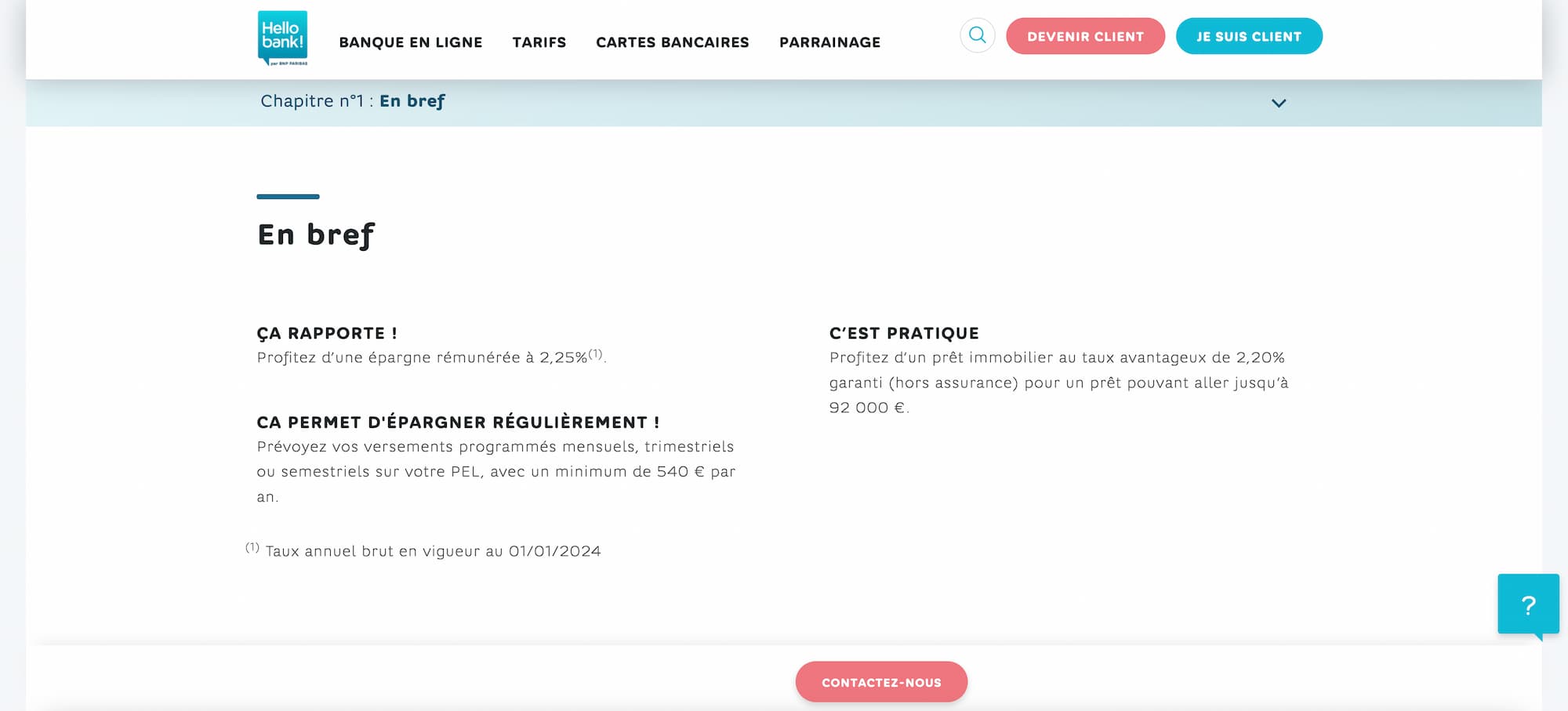taux pel hello bank