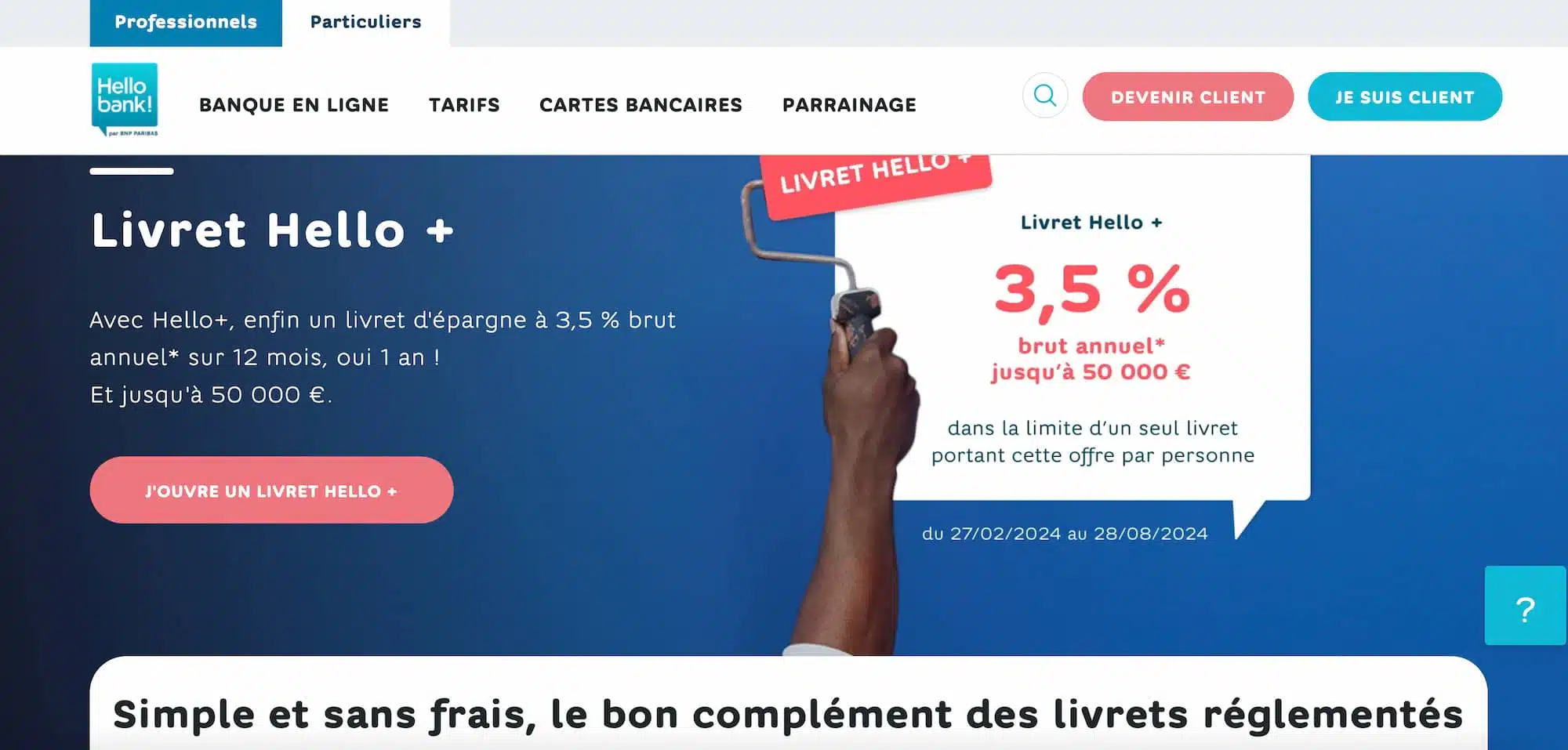 offre livret d'épargne hello bank