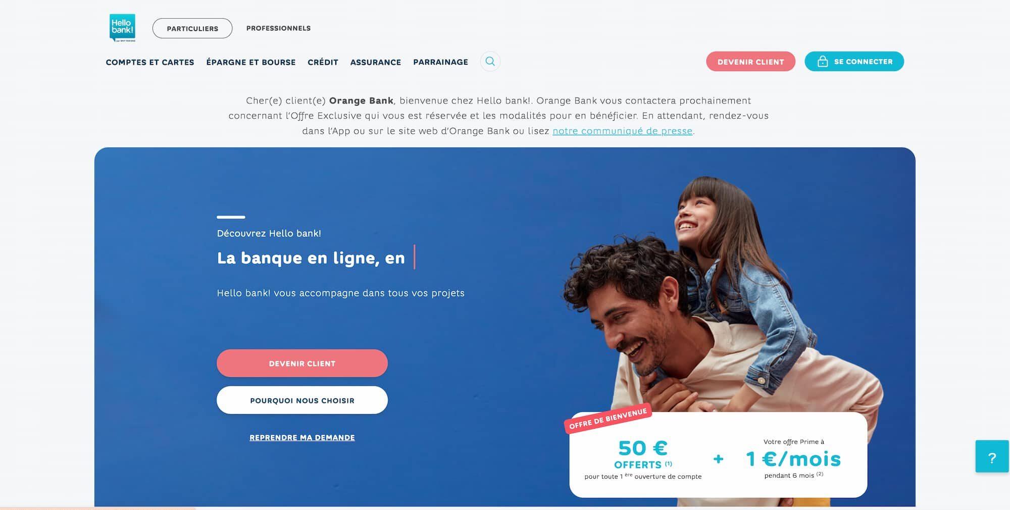 Orange bank choisi Hello bank!