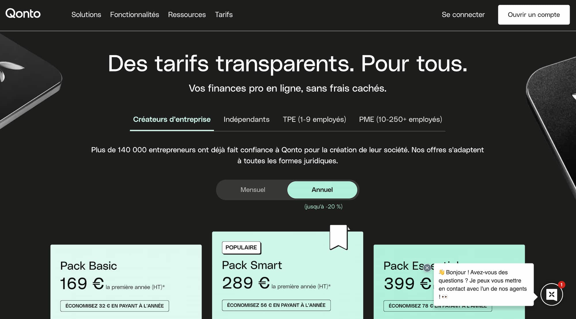 choisir pack création société avec compte pro