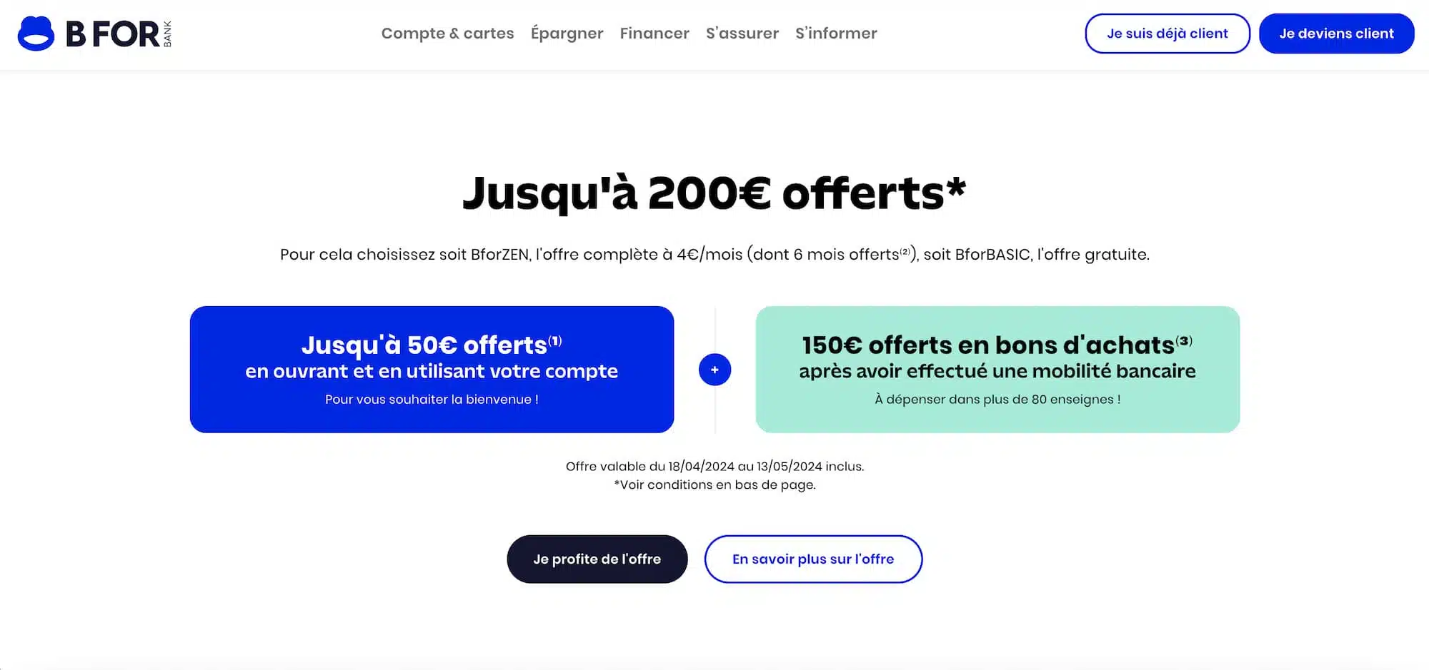 offre de bienvenue bforbank 