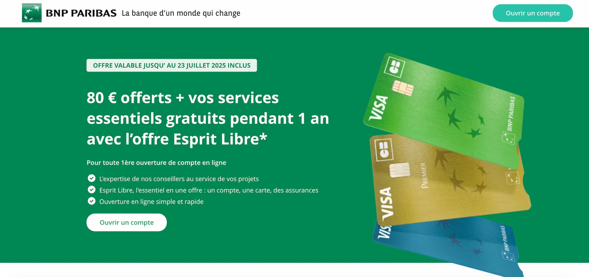 offre de bienvenue BNP