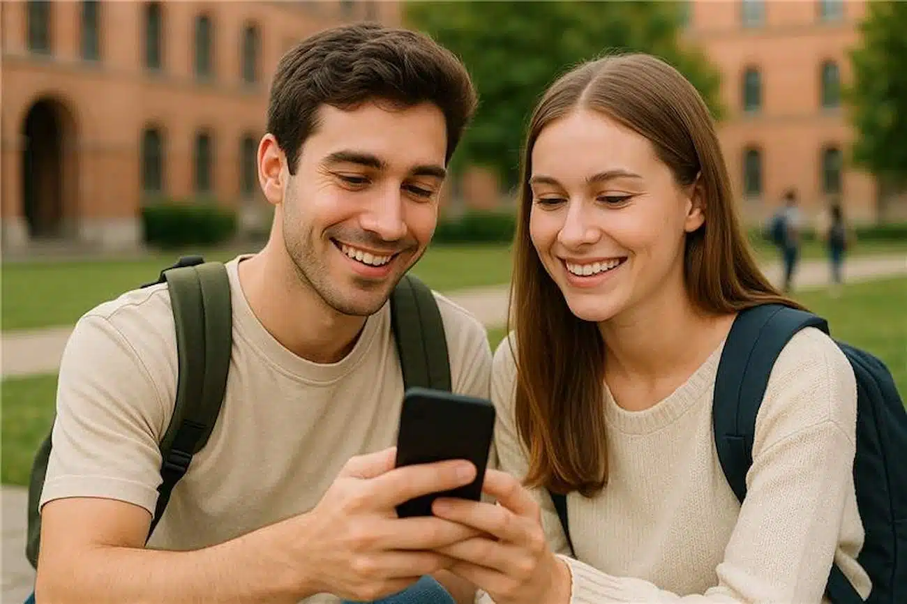 Homme-Femme-face-smartphone