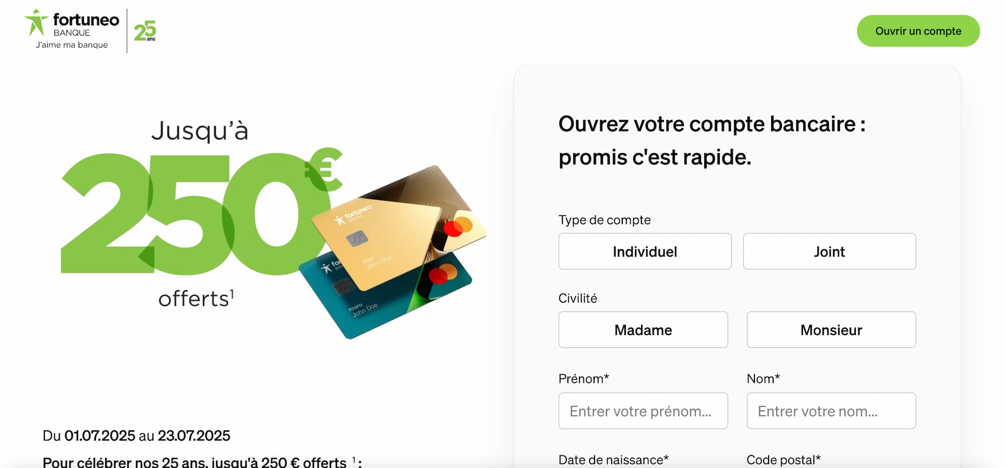 offre de bienvenue fortuneo