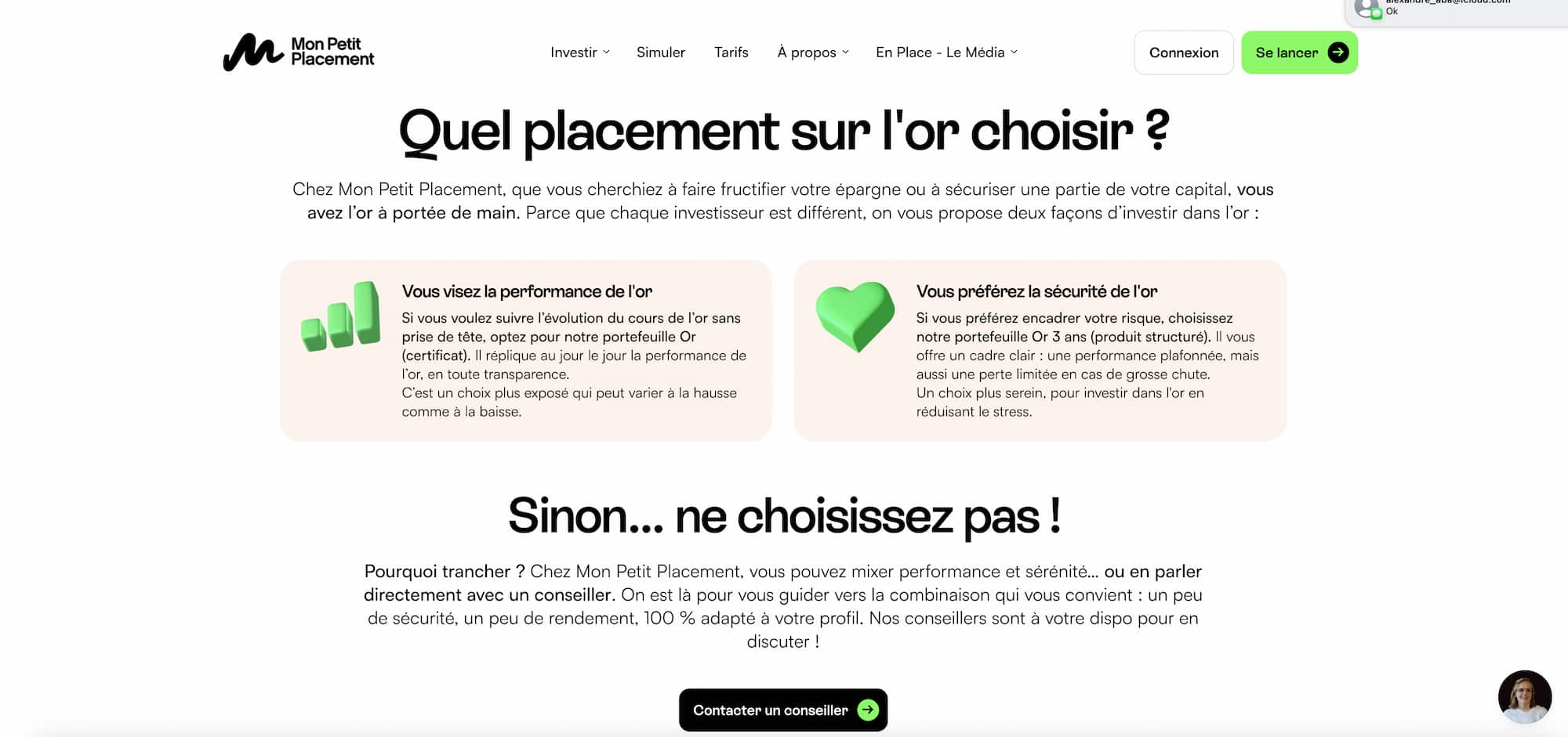 portefeuille or mon petit placement
