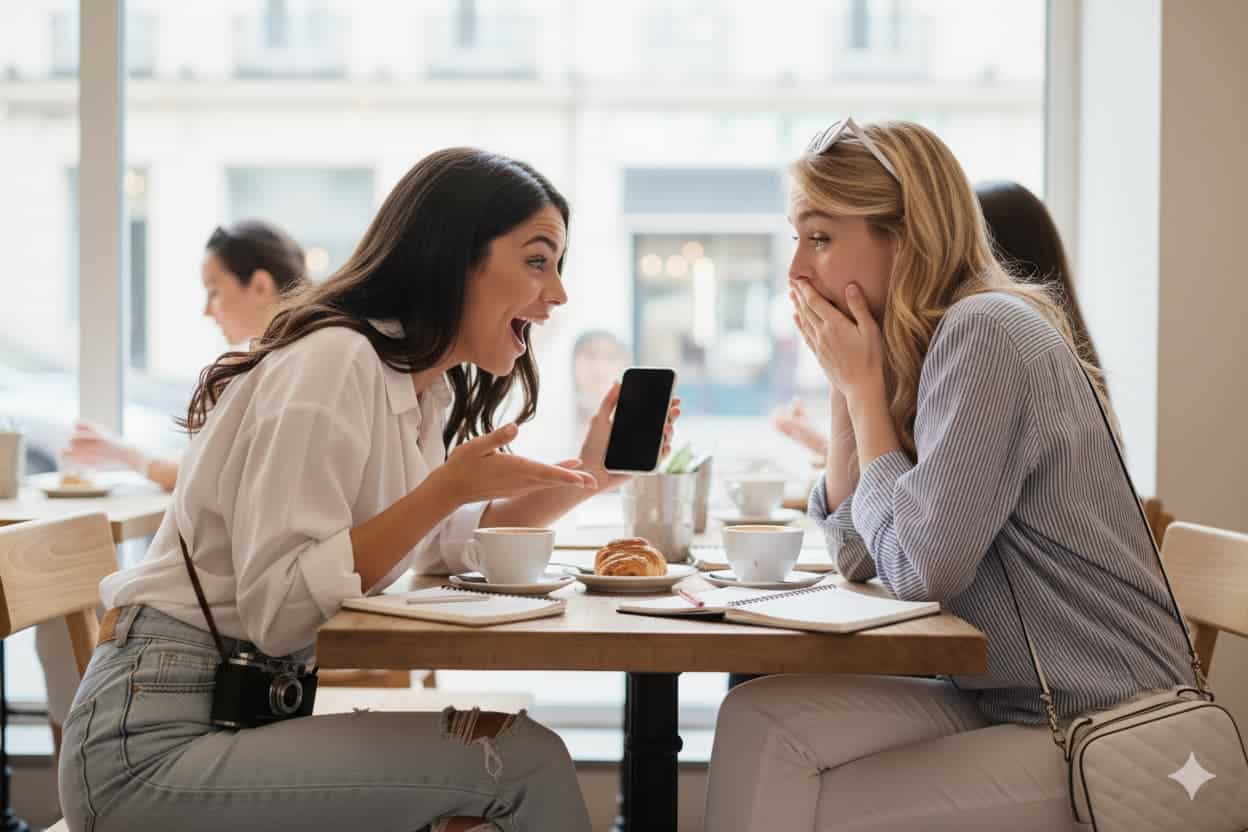 Femme discutent de bons plans