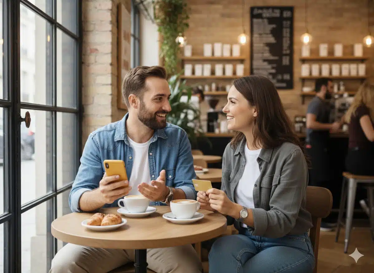 couple heureux café